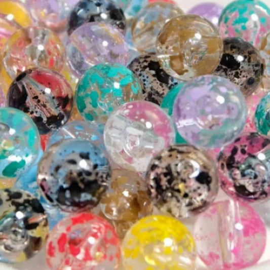 16mm Colorful Splatter Acrylic Beads