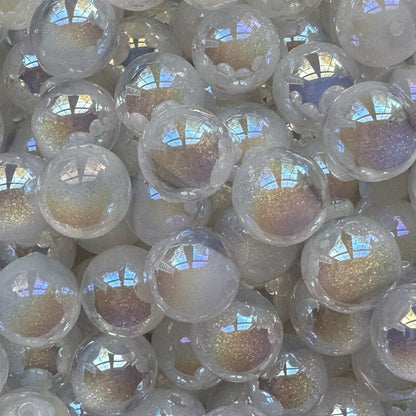 16mm Cat Eye Glitter Acrylic Bead (White)