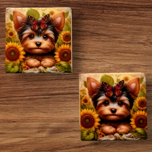 Yorkie With Red Butterfly Focal (Custom)
