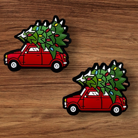Red Truck With Christmas Tree Focal