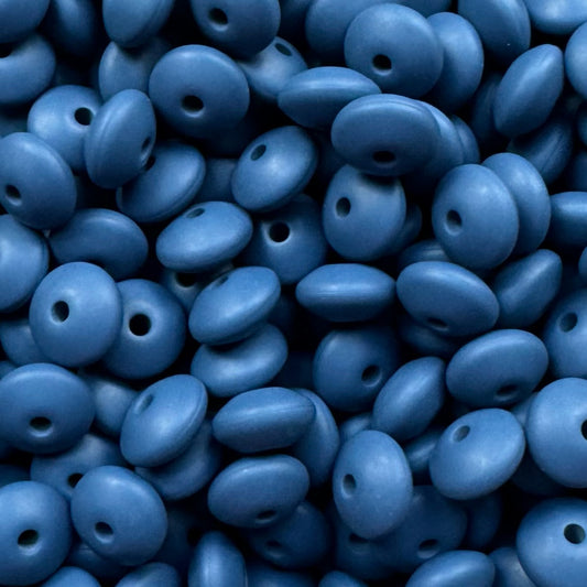12mm Blue Silicone Lentil bead