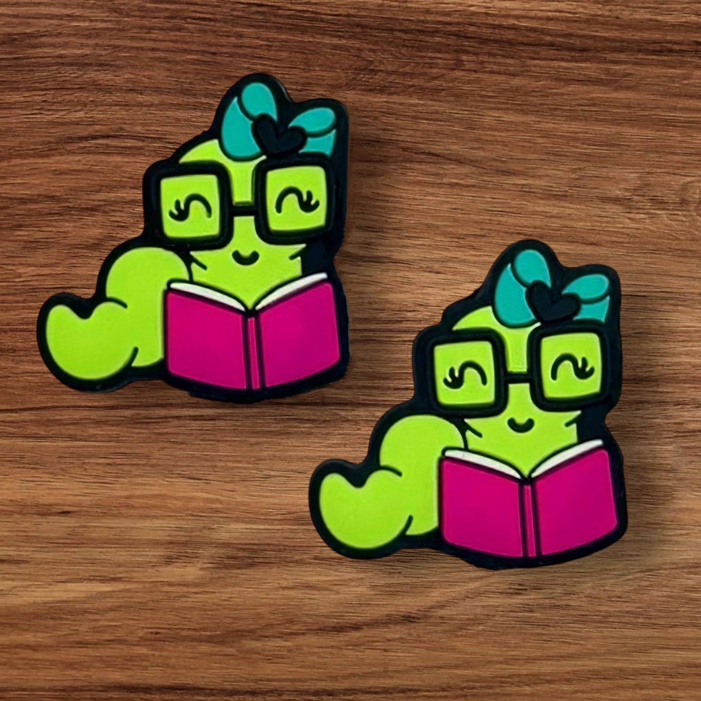 Cute Bookworm With Bow Focal