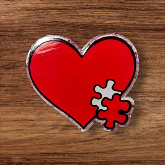 Heart With Puzzle Piece Acrylic Flatback