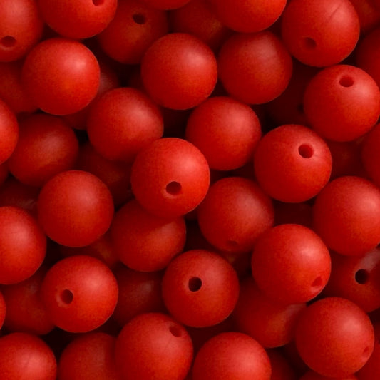 12mm Scarlet Red Silicone Bead