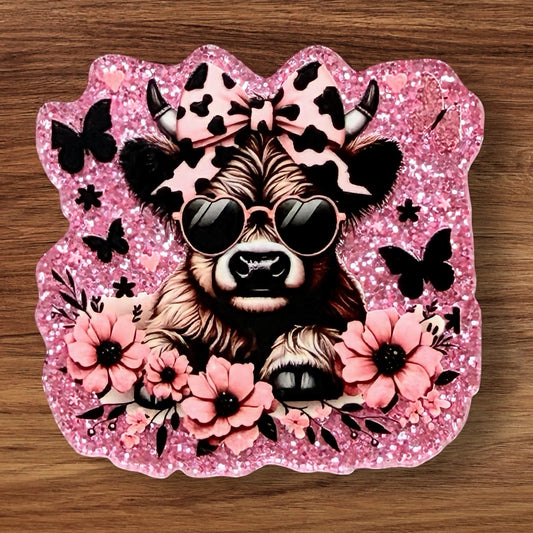 Cow In Glasses Acrylic Flatback