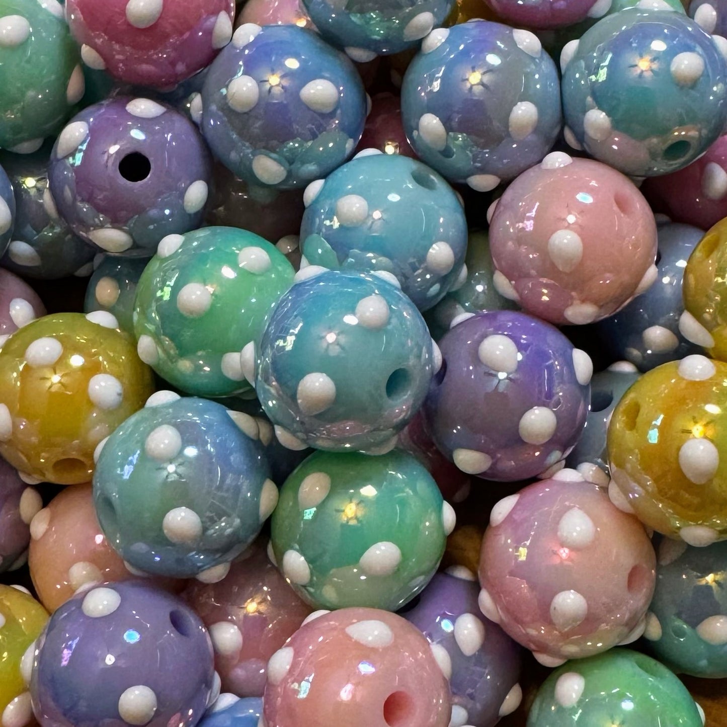 16mm Colorful Dot Acrylic Beads