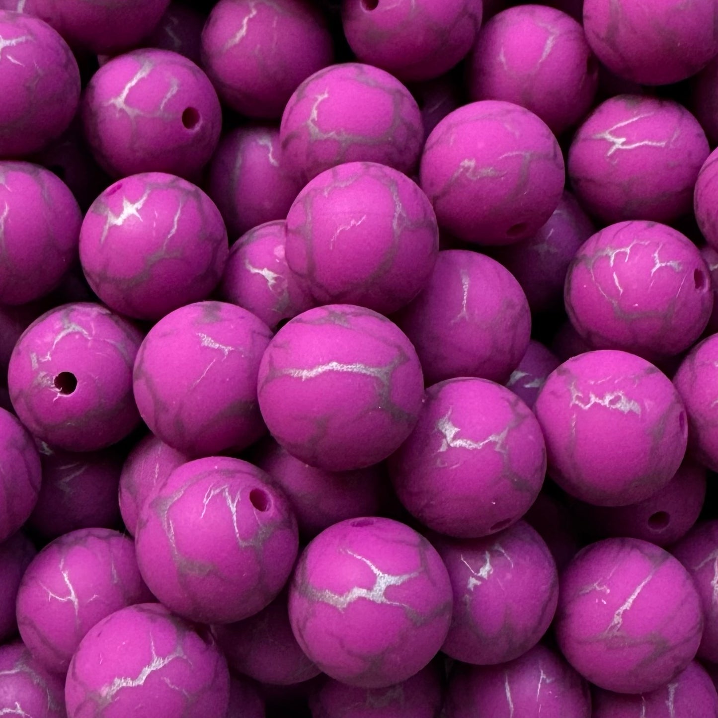 15mm Violet Crackle Silicone Bead