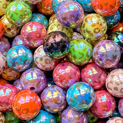 16mm Colorful Animal Print Acrylic Bead