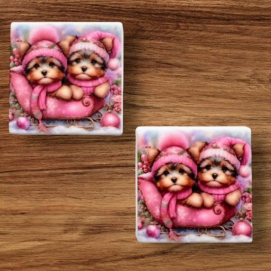 Yorkies In Sleigh Focal (Custom)