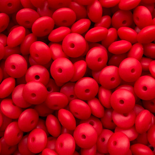 12mm Christmas Red Silicone Lentil Bead