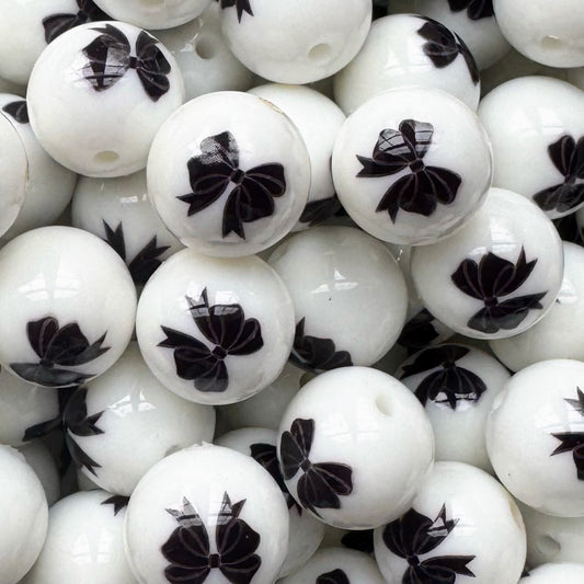 15mm Black Bow Silicone Bead