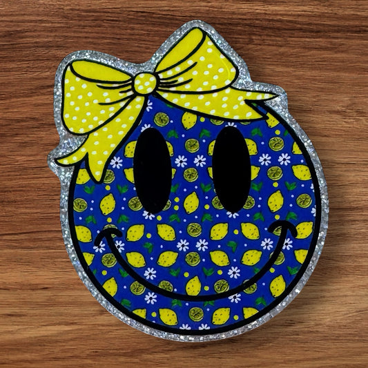 Happy Face With Lemons & Bow Acrylic Flatback