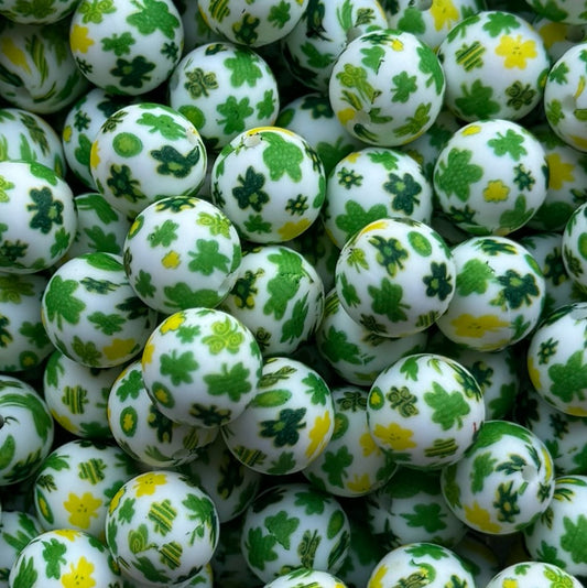 15mm Shamrock Silicone Bead