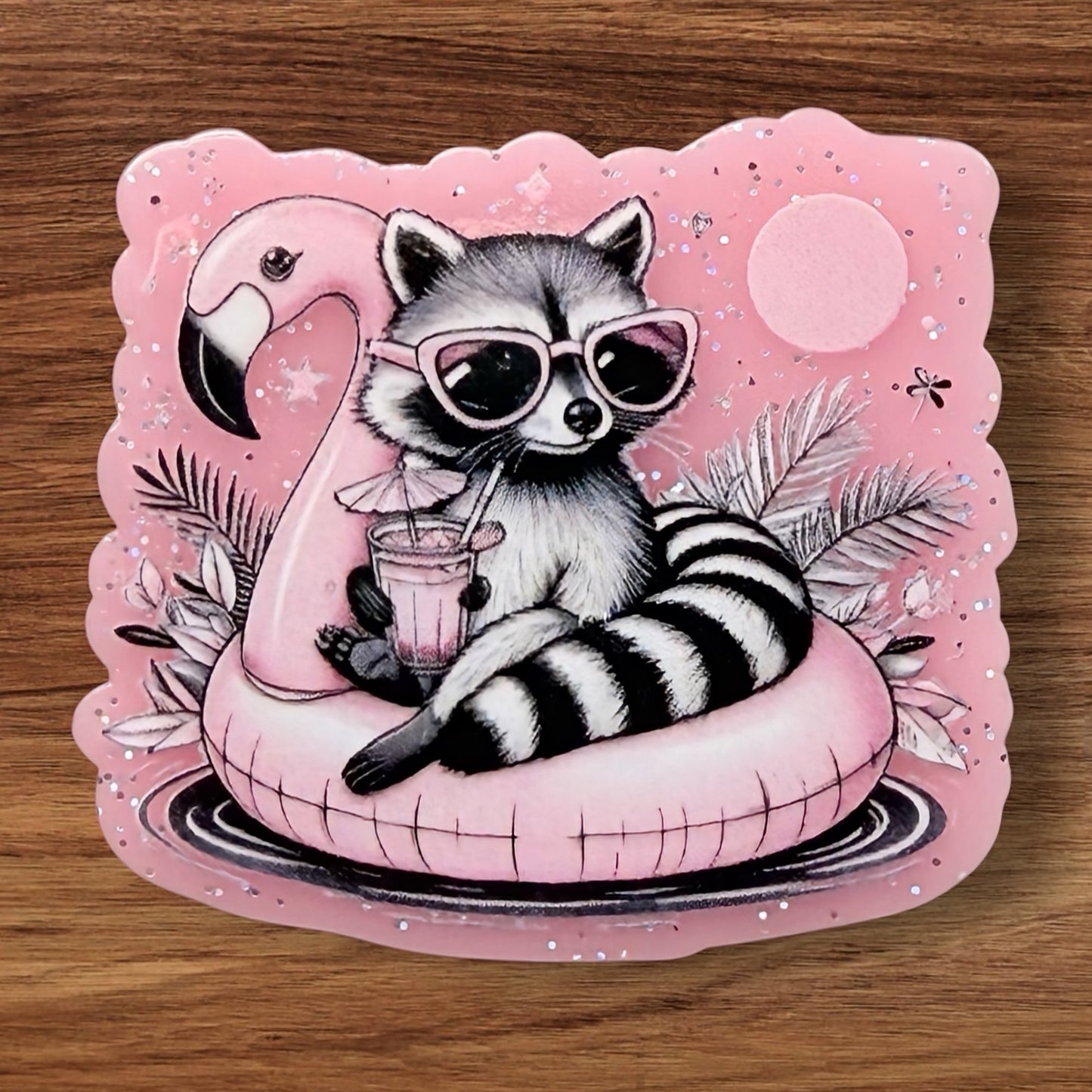Raccoon On Float Acrylic Flatback