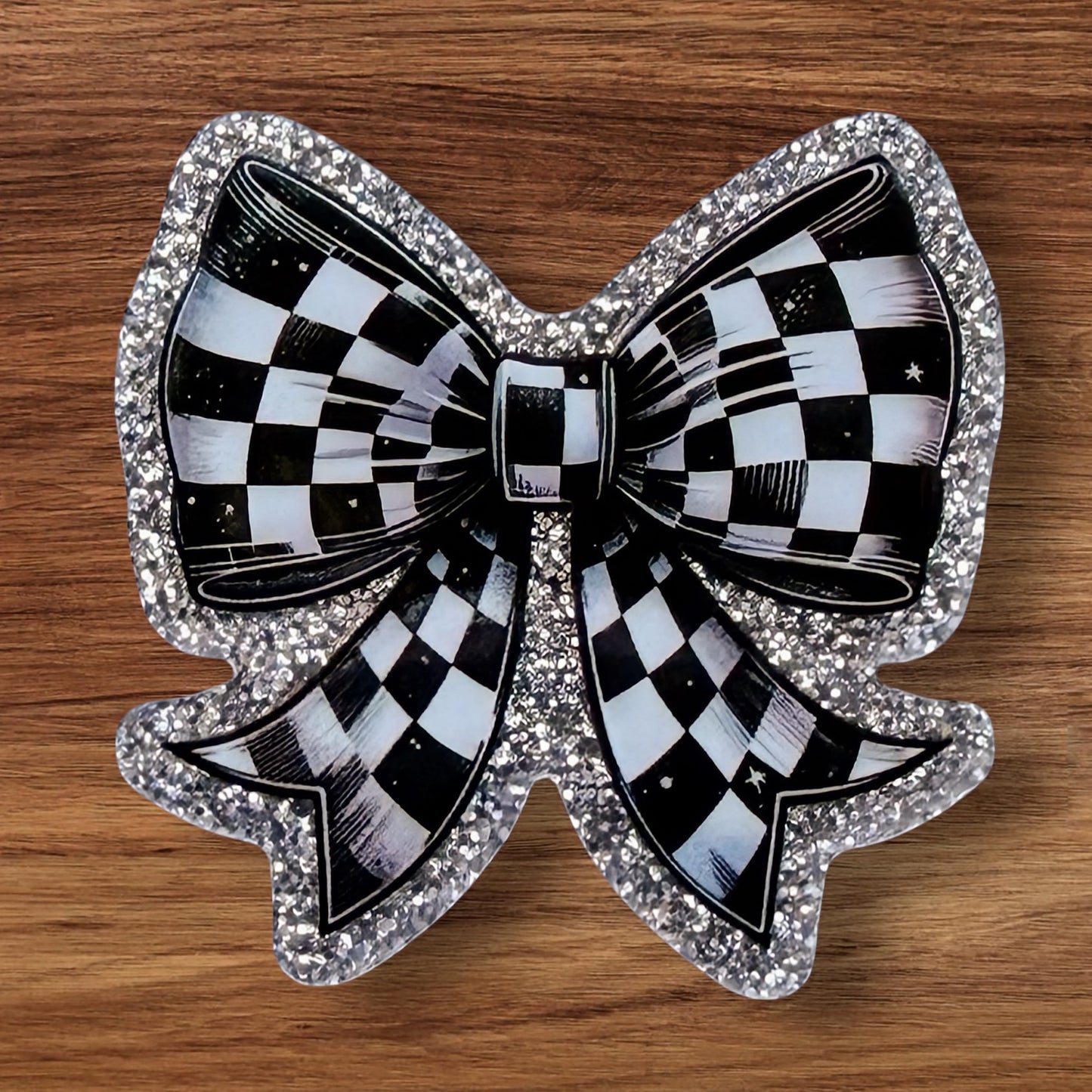 Checkered Bow Acrylic Flatback