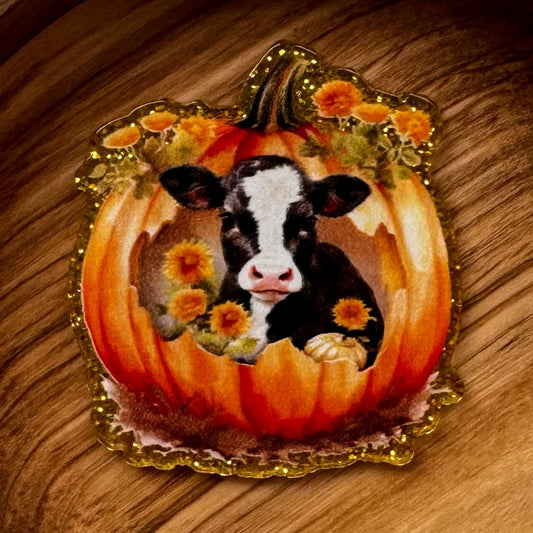 Cow In Pumpkin Flatback