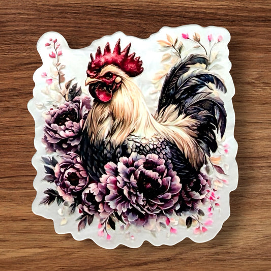 Floral Hen Acrylic Flatback