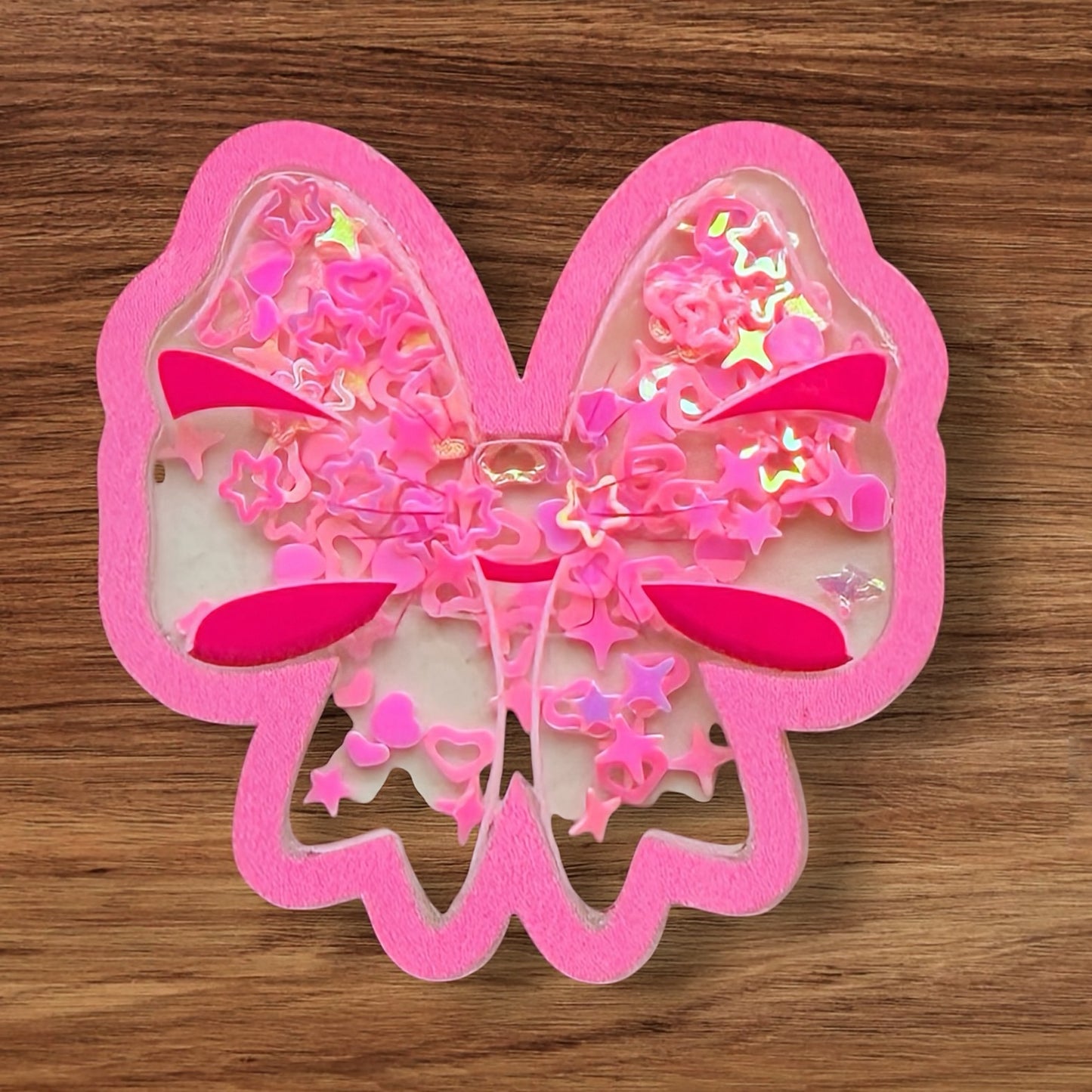 Pink Bow Shaker Acrylic Flatback