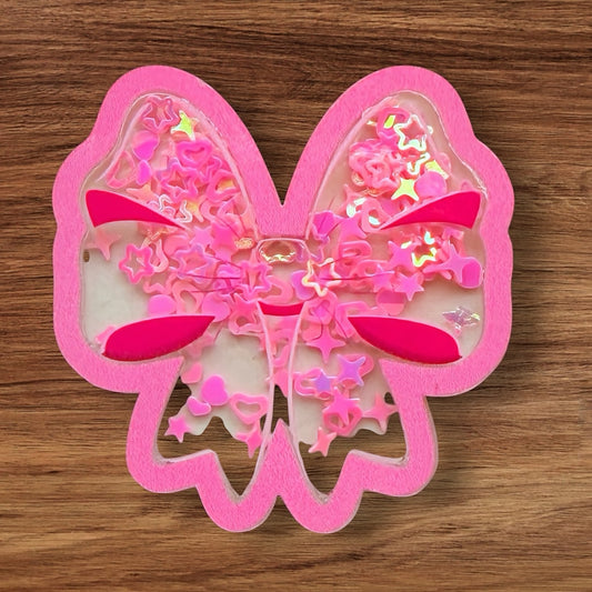 Pink Bow Shaker Acrylic Flatback