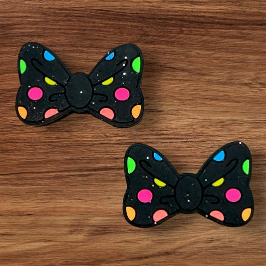 Black Polka Dot Bow Focal