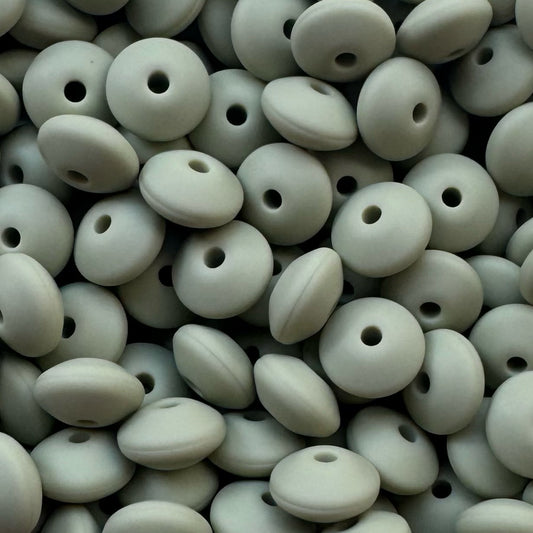 12mm Sage Green Silicone Lentil Bead