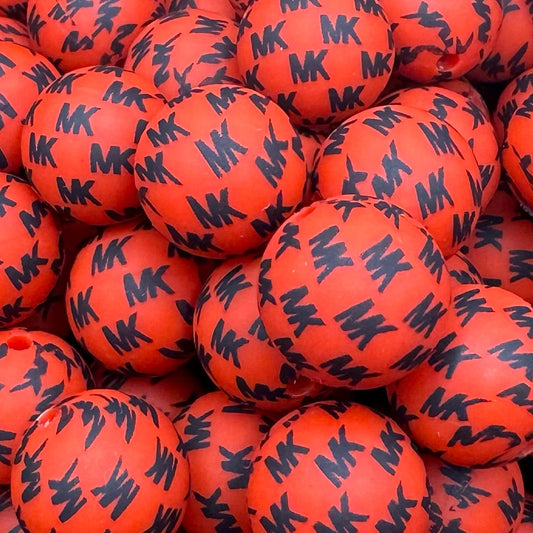 15mm Black & Red Silicone Bead