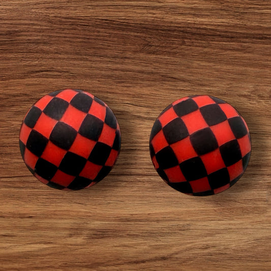 15mm Red Checkered Silicone Bead
