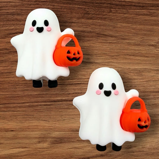 3-D Ghost With Pumpkin Bucket Focal