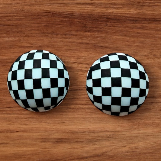 15mm Light Blue Checkered Silicone Bead