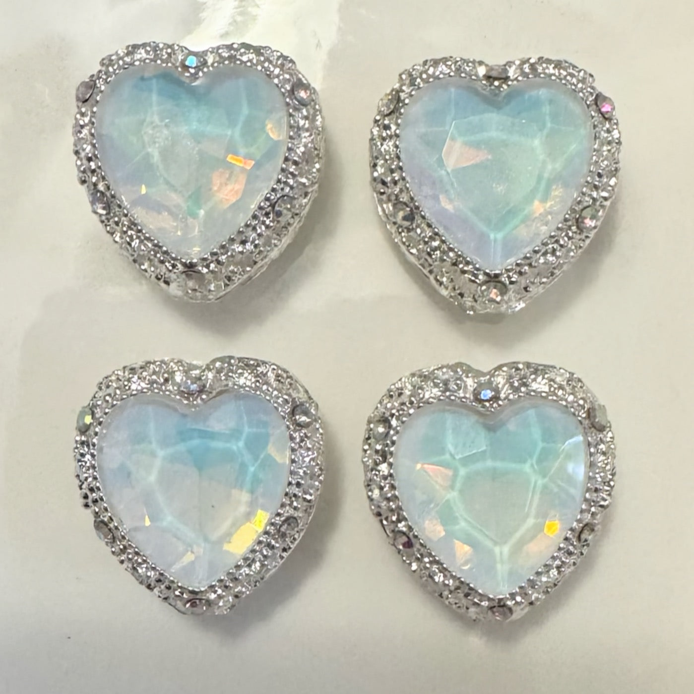 Heart Silver White Opal Gemstone Bead