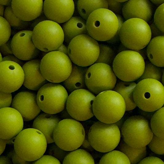 15mm Bean Green Silicone Bead