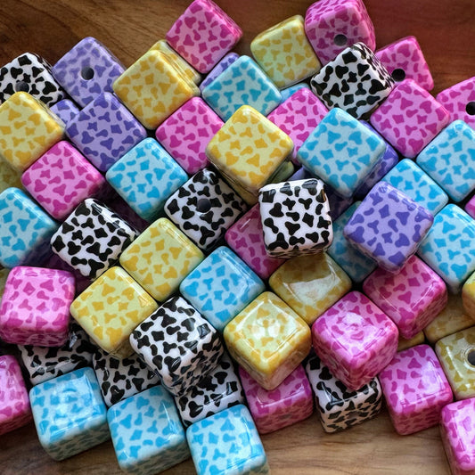 Acrylic Colored Cube Beads
