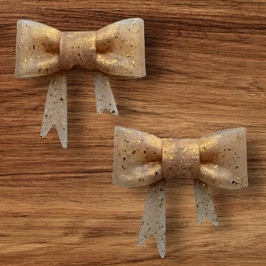 Gold Glitter Bow Focal/Straw Topper
