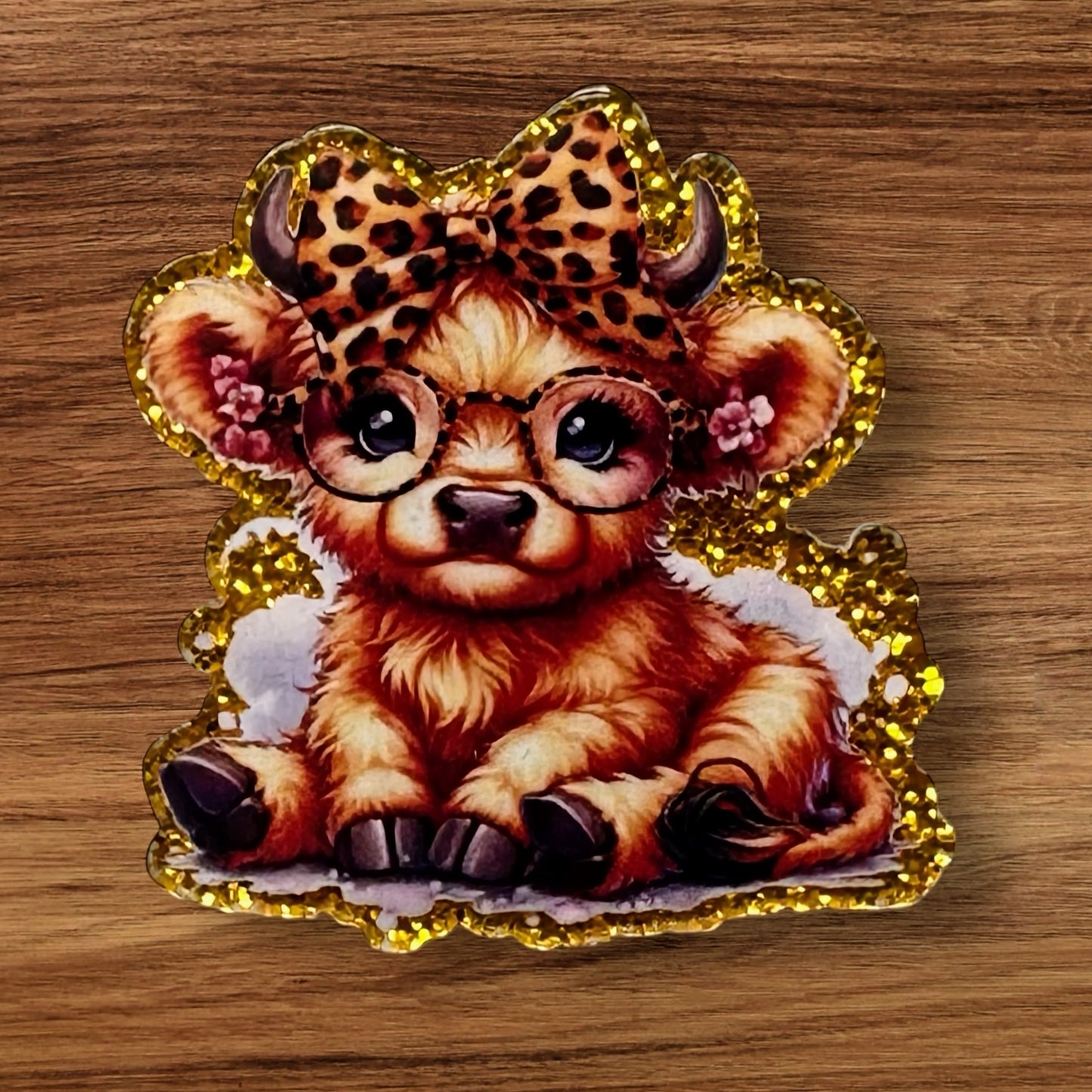 Cow With Bow Acrylic Flatback