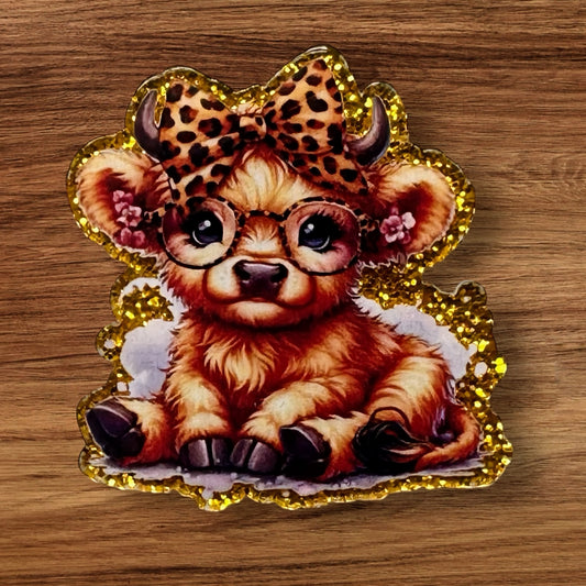Cow With Bow Acrylic Flatback