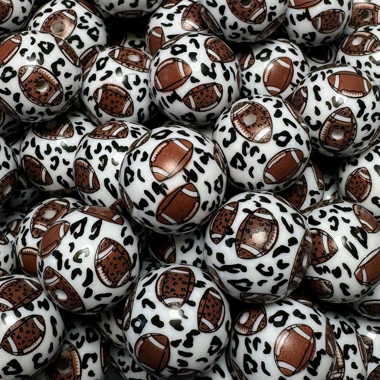 20mm Leopard Football Acrylic Bead