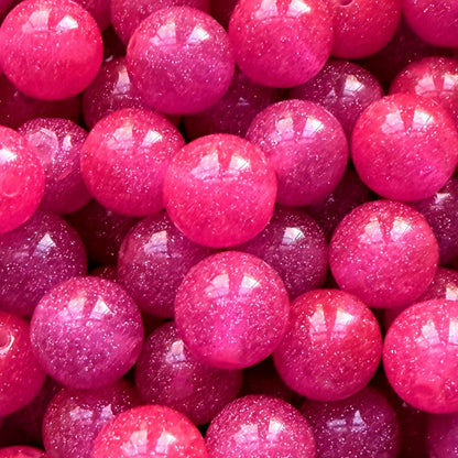 16mm Pink Glitter Acrylic Bead