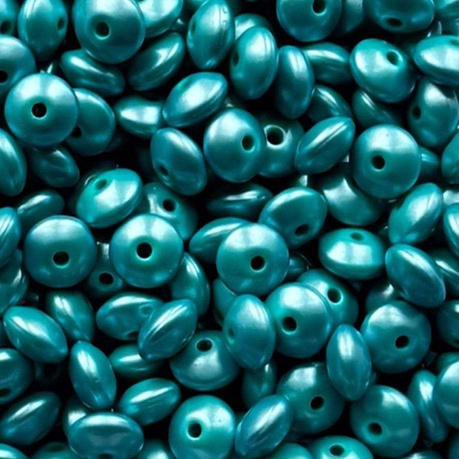 12mm Turquoise Metallic Silicone Lentil Bead