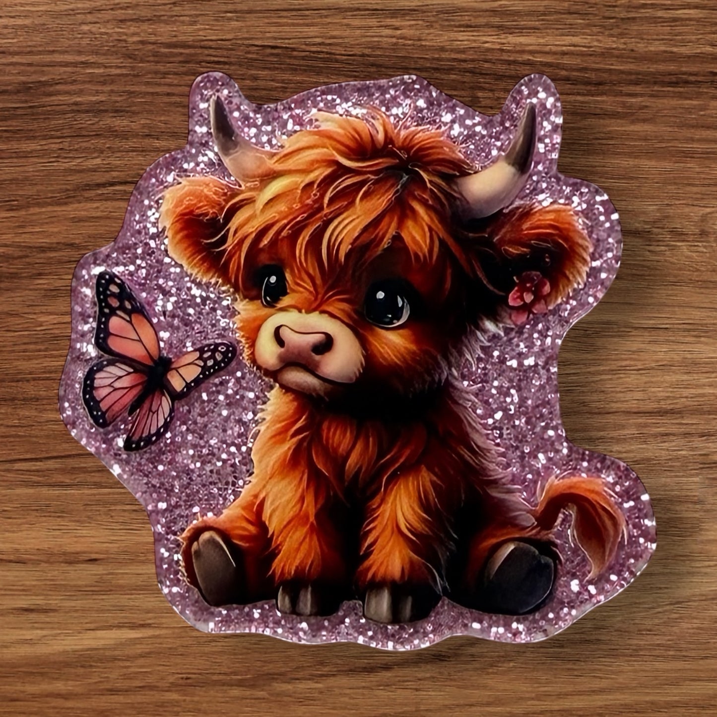 Cow With Butterfly Acrylic Flatback