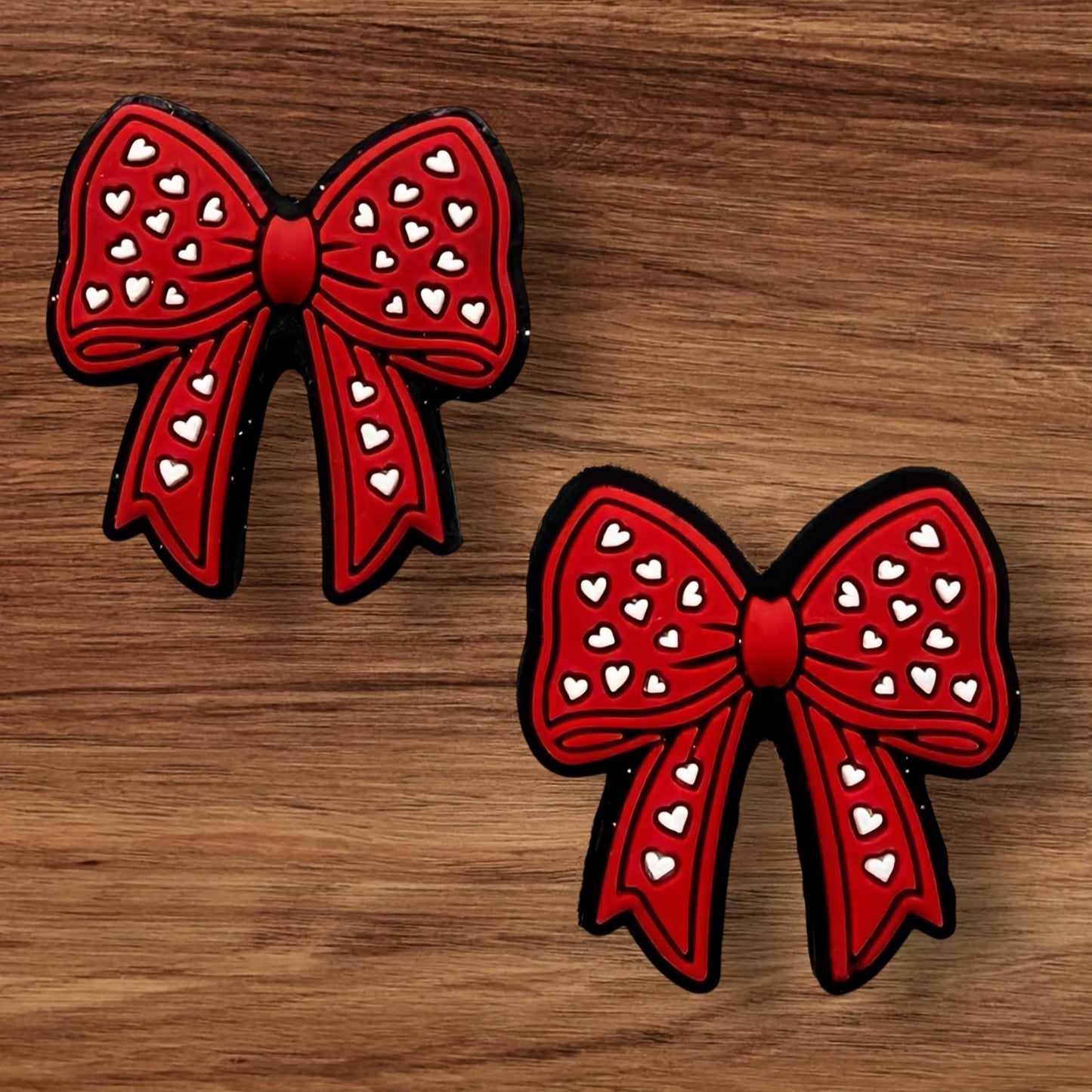Red Bow With Hearts Focal