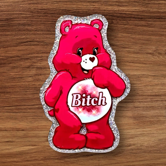 Pink Swear Bear Acrylic Flatback
