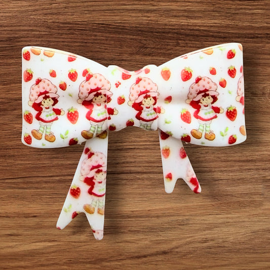 Strawberry Girl Bow Focal/Straw Topper