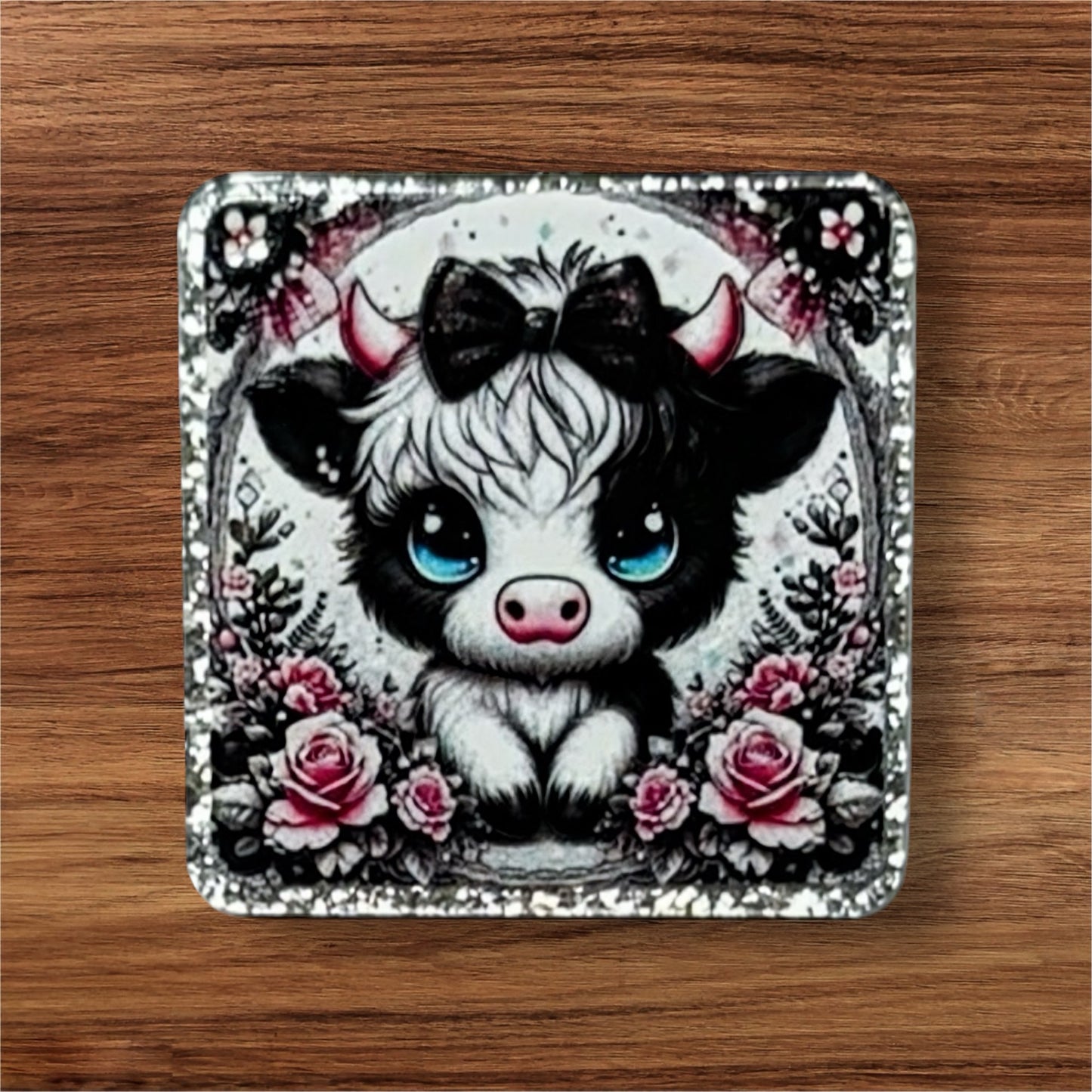 Cow With Bow Acrylic Flatback