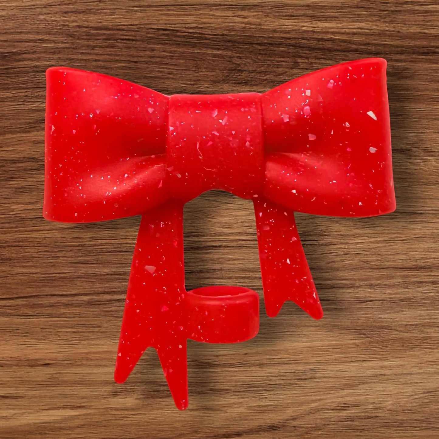 Red Glitter Bow Focal/Straw Topper