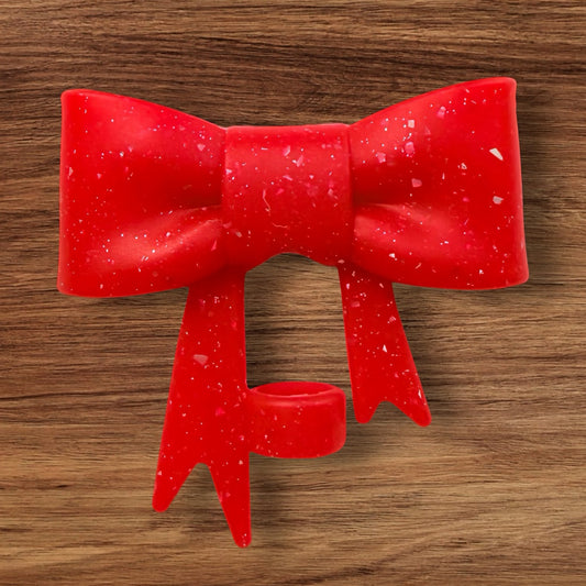 Red Glitter Bow Focal/Straw Topper