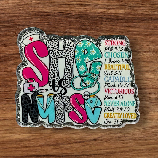 She Is Nurse Acrylic Flatback (Custom)
