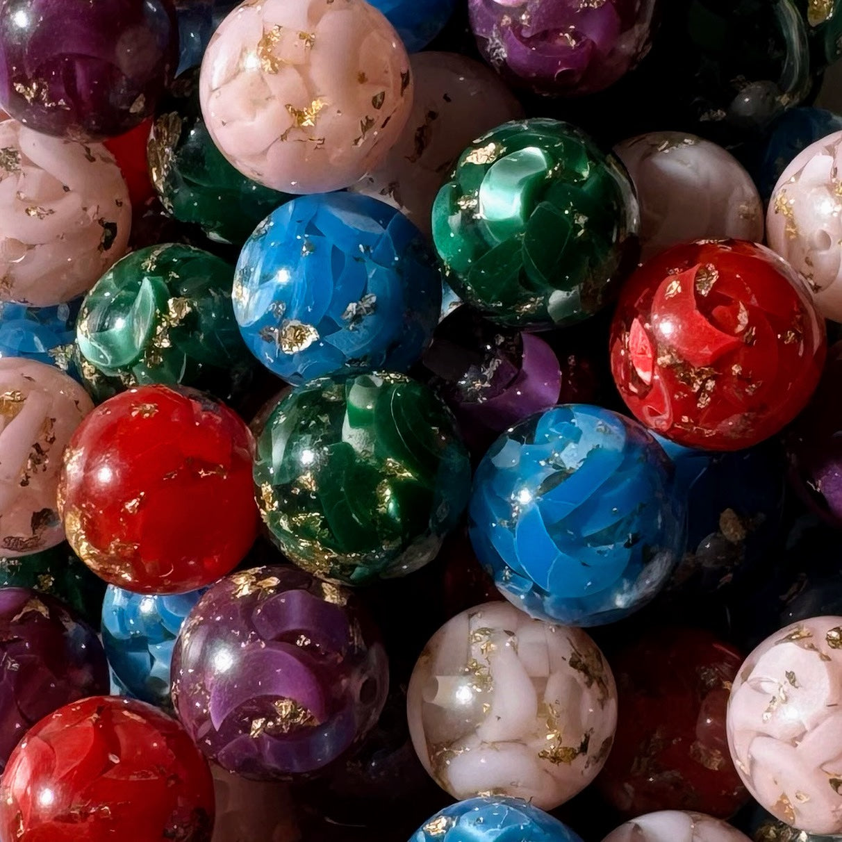 20mm Colorful Gold Speck Acrylic Bead