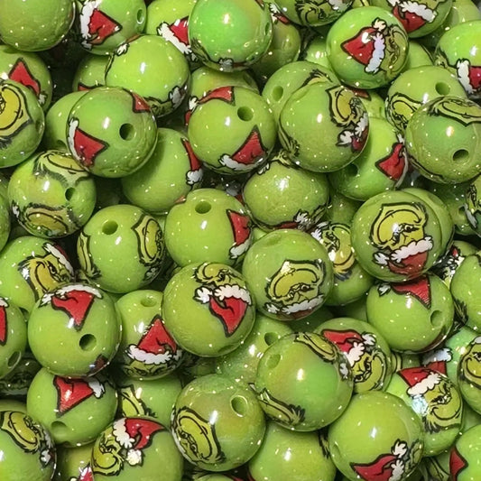 16mm Green Guy Acrylic Bead