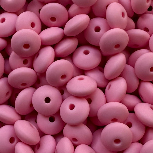 12mm Butterfly Pink Silicone Lentil Bead