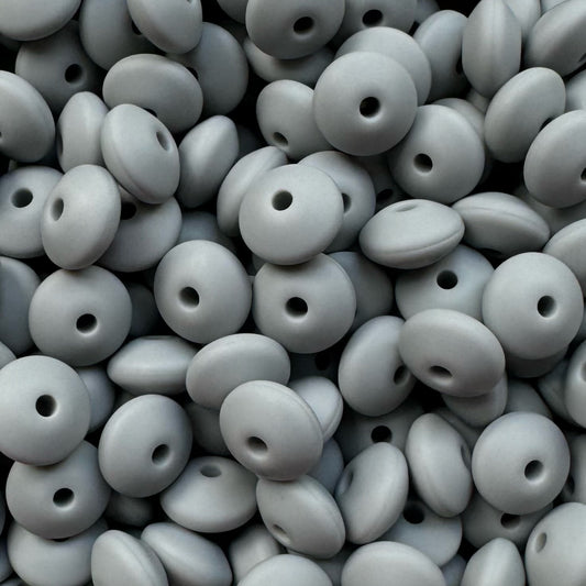 12mm Ground Gray Silicone Lentil Bead